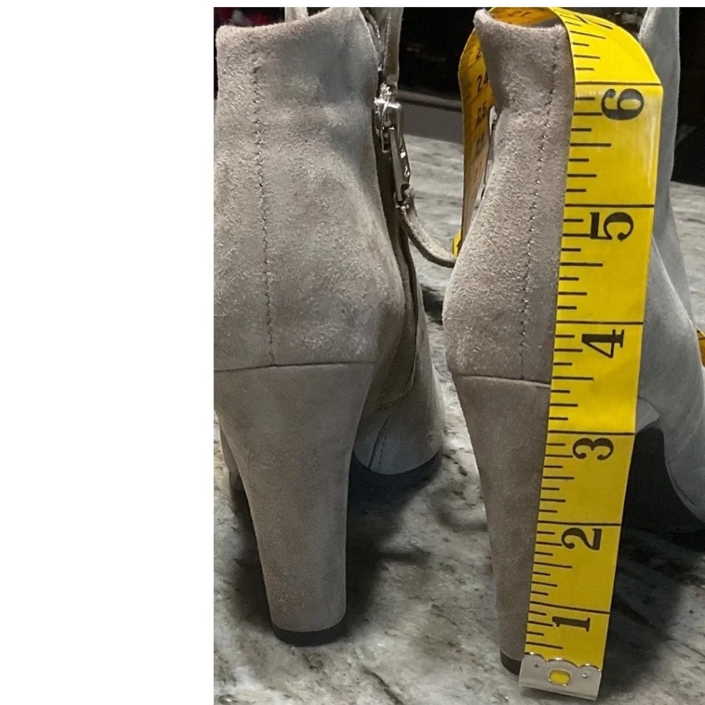 Sam Edelman Shelby Ankle Boots Womens 5M Suede Block Heel Taupe Booties